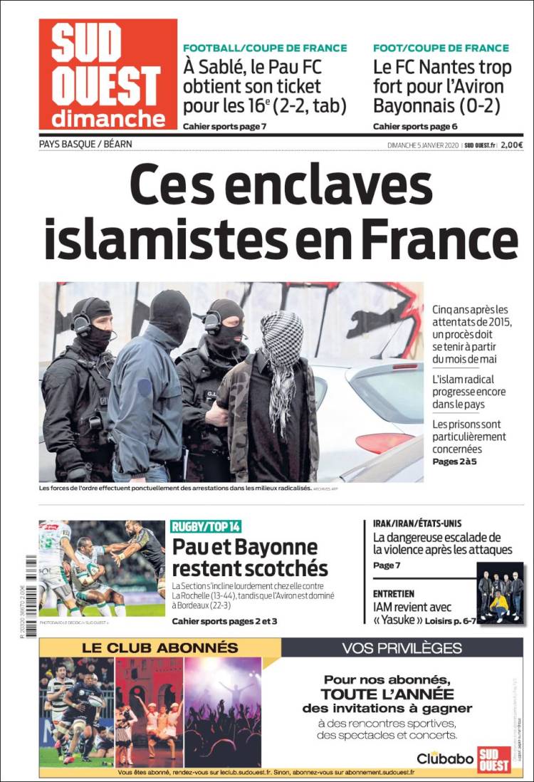 Portada de Sud Ouest (Francia)