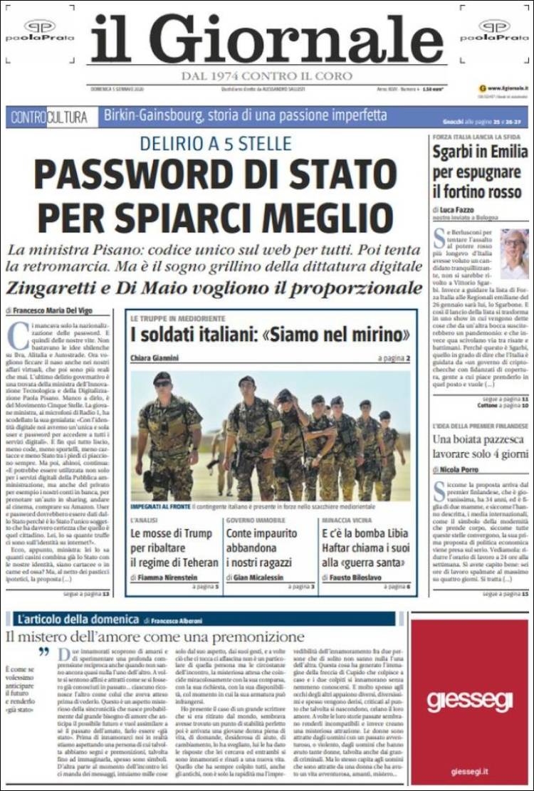 Portada de il Giornale (Italia)