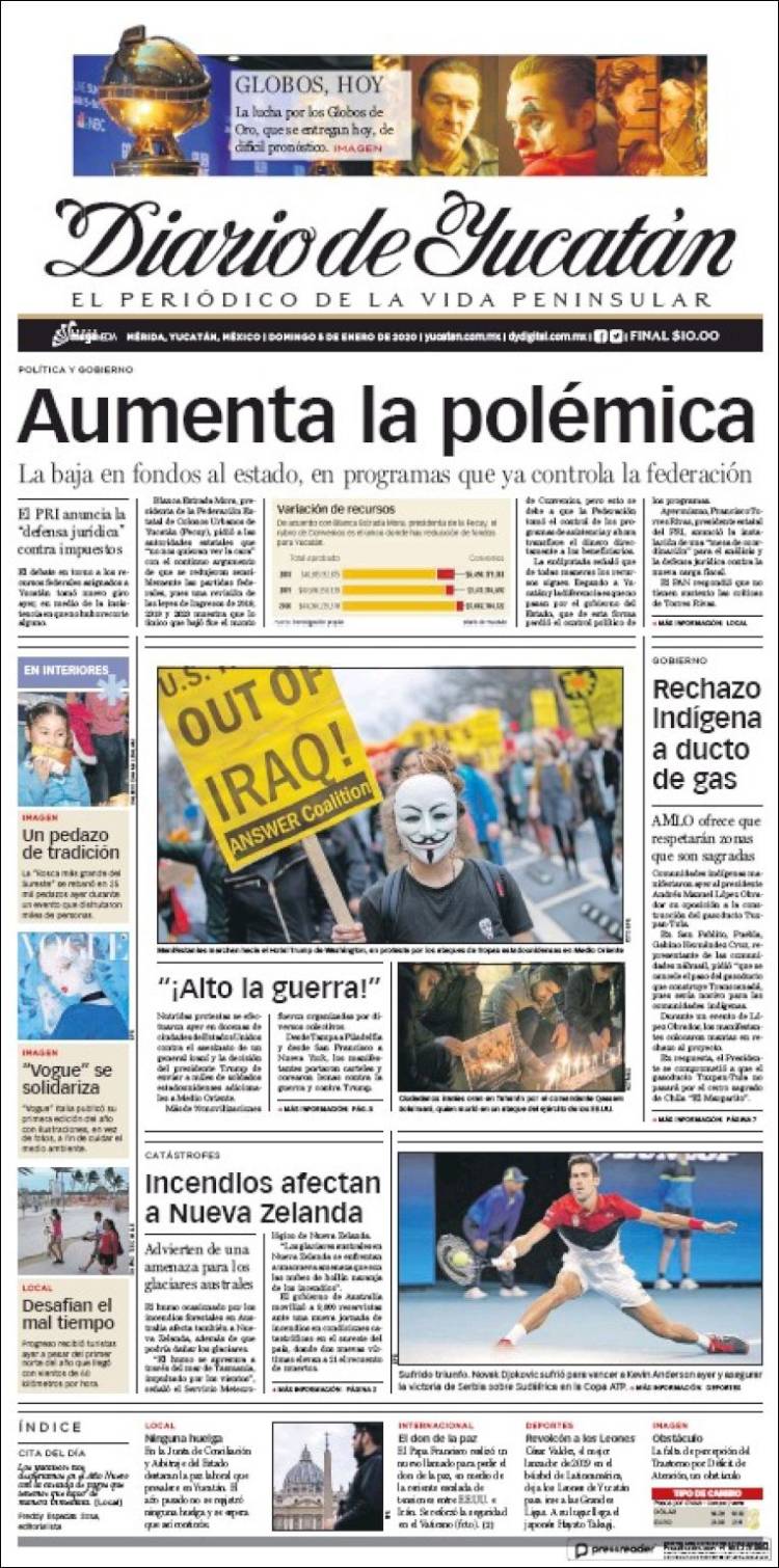 Portada de Diario de Yucatán (México)