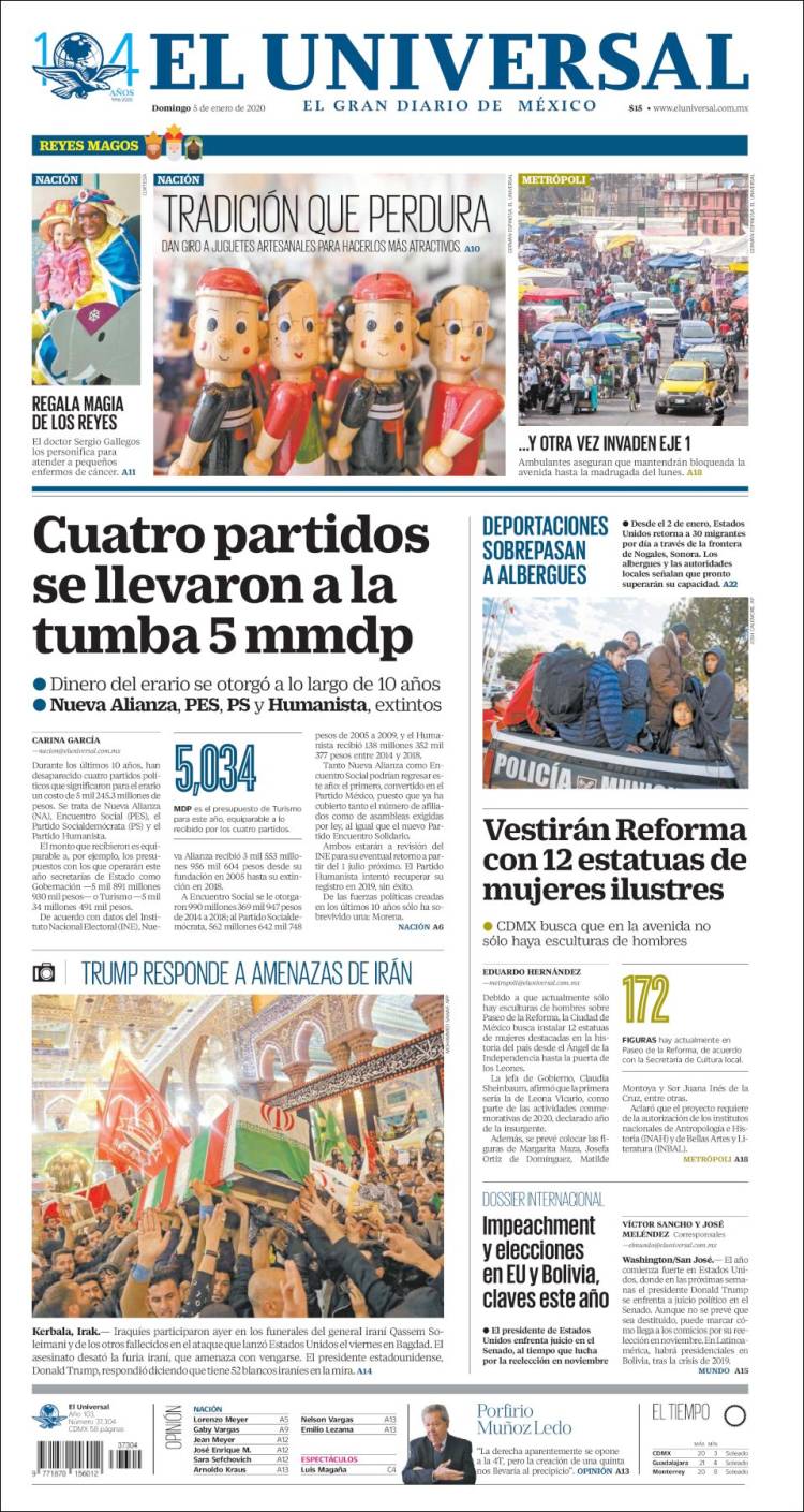 Portada de El Universal (México)