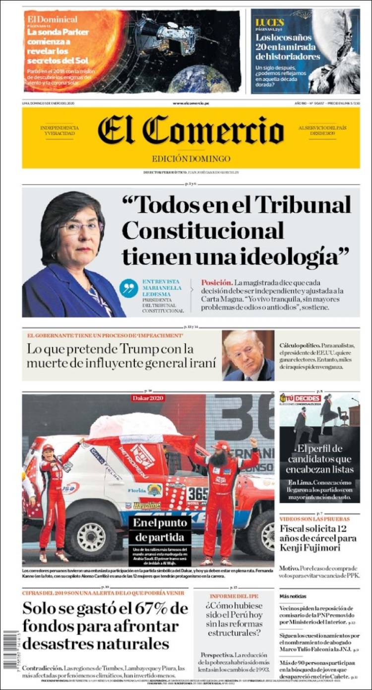 Portada de El Comercio (Per&uacute;)
