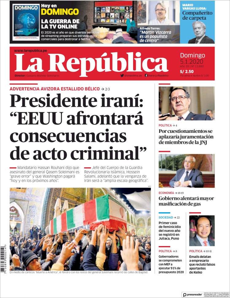 Portada de La Republica (Per&uacute;)