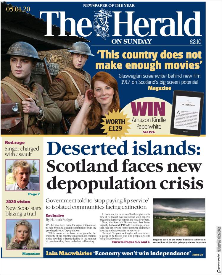 Portada de The Herald (Reino Unido)