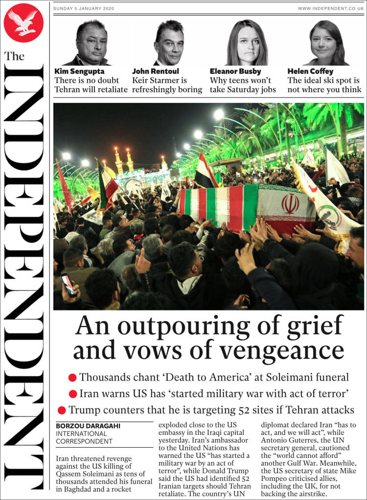 Portada de The Independent (Reino Unido)