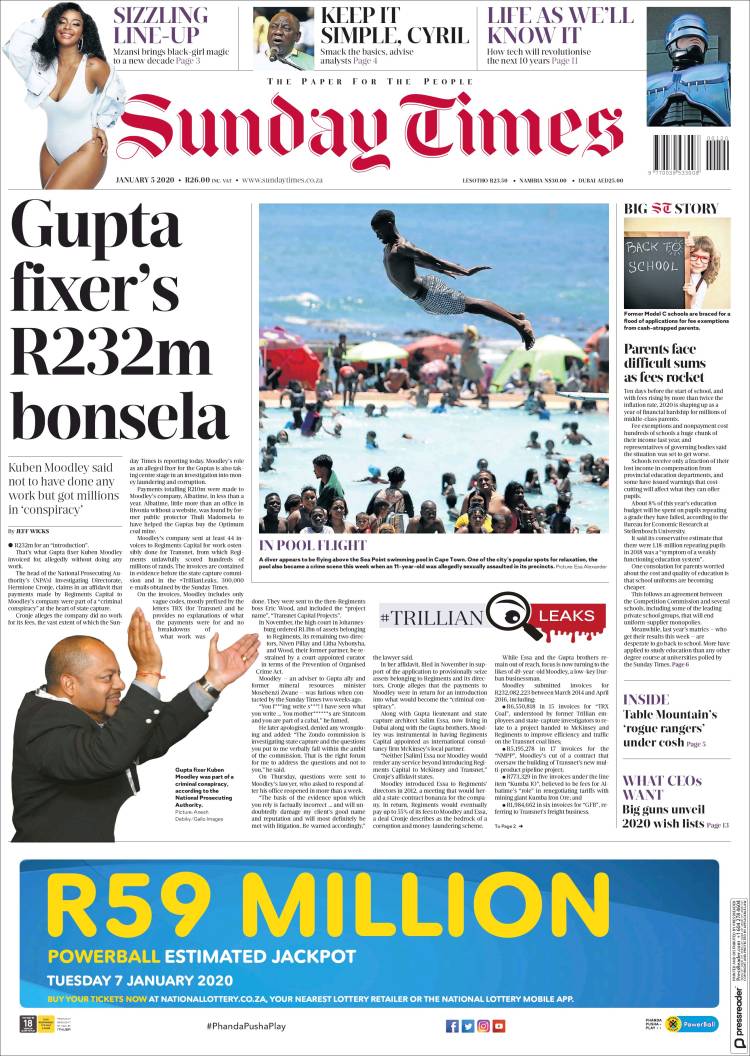 Portada de The Times (Sud&aacute;frica)