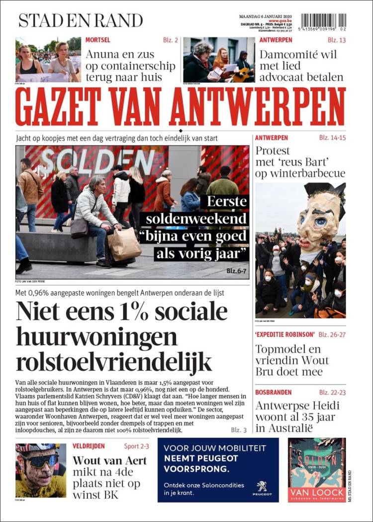 Portada de Gazet van Antwerpen (B&eacute;lgica)