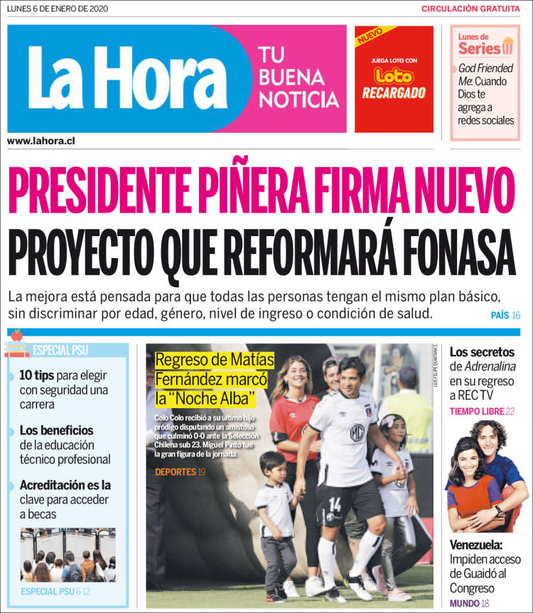 Portada de La Hora (Chile)