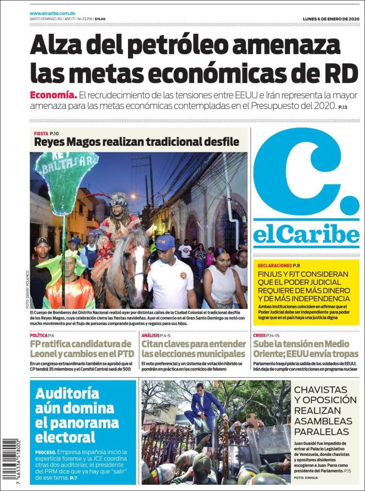 Portada de El Caribe (R. Dominicana)