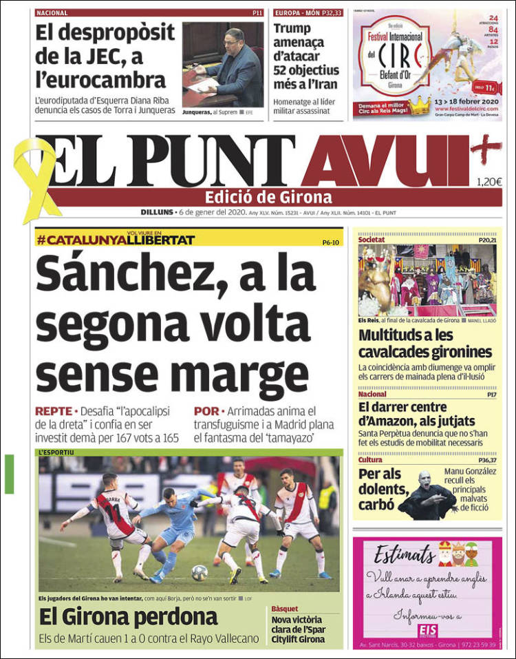 Portada de El Punt Avui - Girona (España)