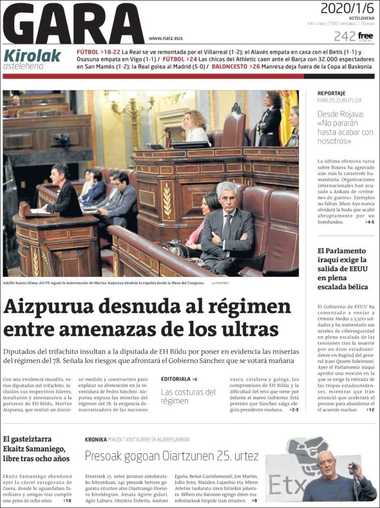 Portada de Gara (España)