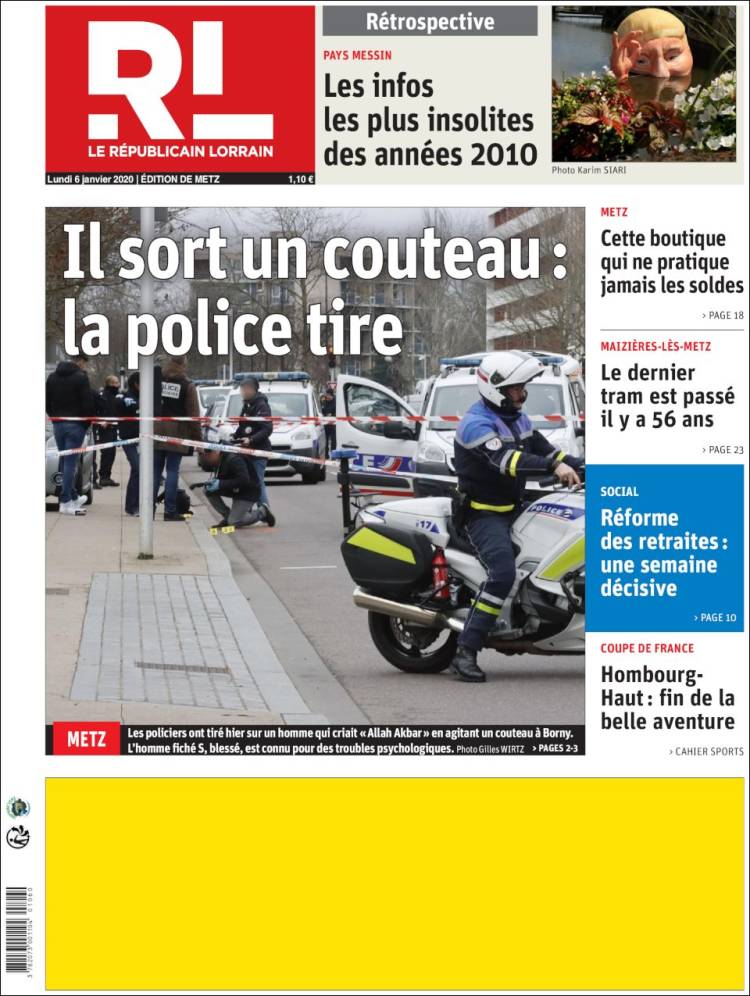 Portada de Le Republicain Lorrain (Francia)