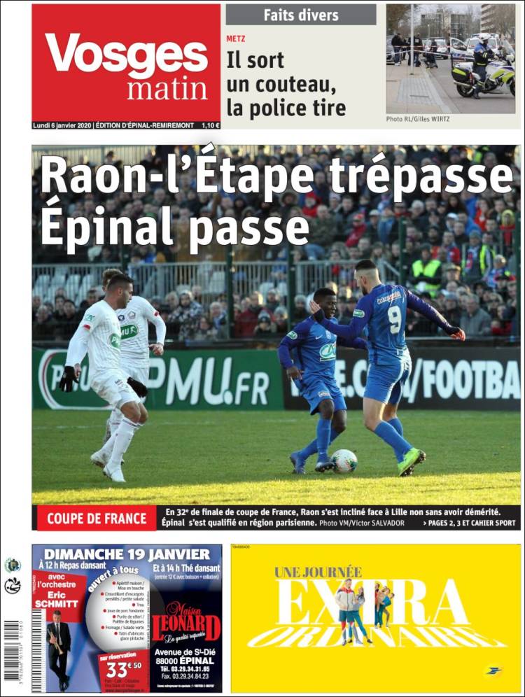Portada de Vosges Matin (Francia)