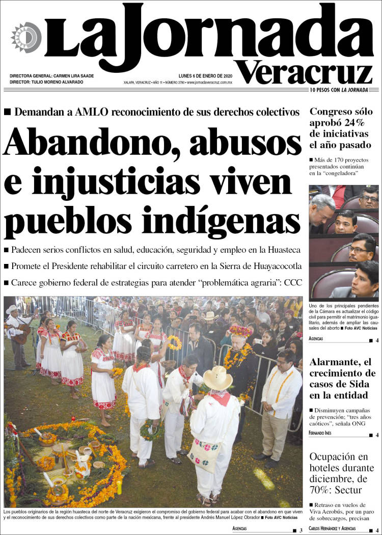 Portada de La Jornada Veracruz (M&eacute;xico)