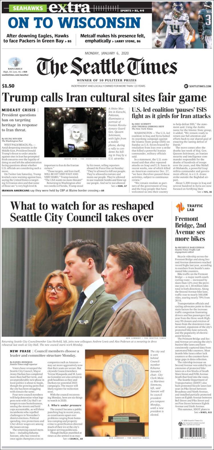 Portada de Seattle Times (USA)