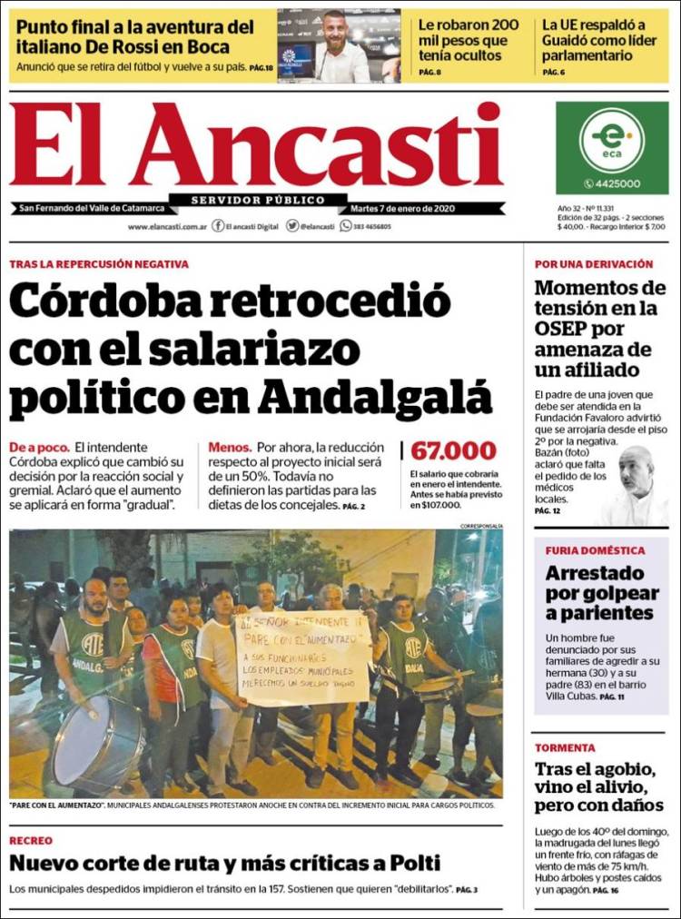 Portada de El Ancasti (Argentina)