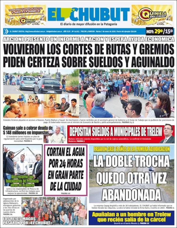 Portada de El Chubut (Argentina)