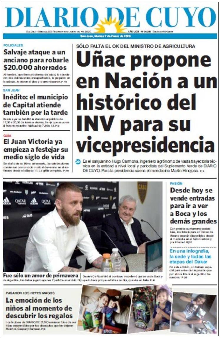 Portada de Diario de Cuyo (Argentina)