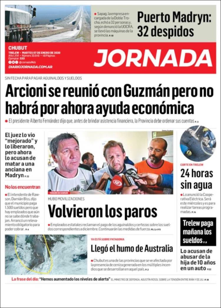 Portada de Diario Jornada en la Patagonia (Argentina)