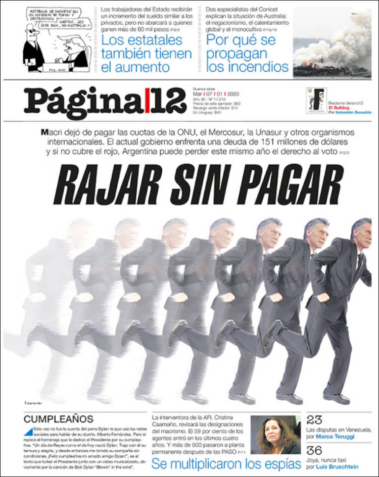Portada de Página/12 (Argentina)