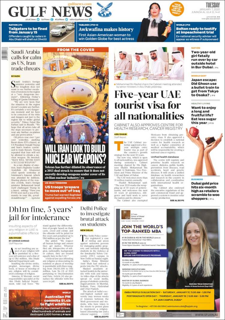 Portada de Gulf News (Asia-Pacific)