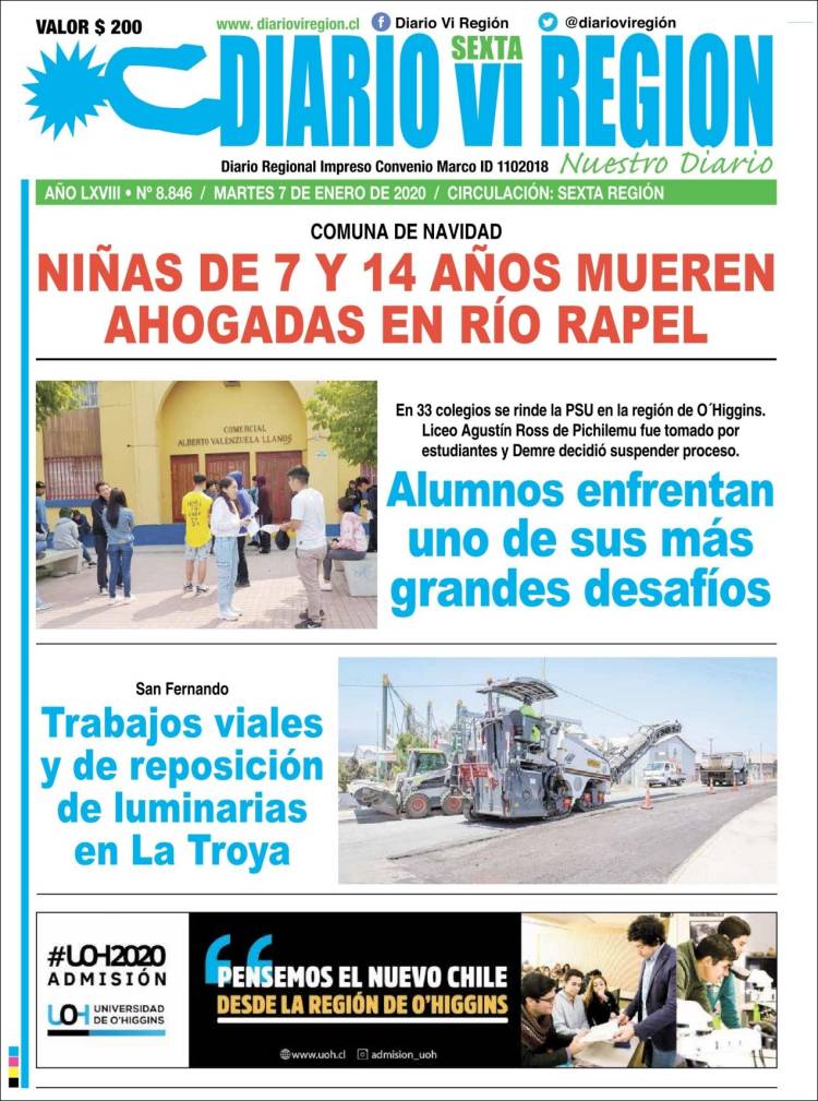 Portada de Diario VI Región (Chile)