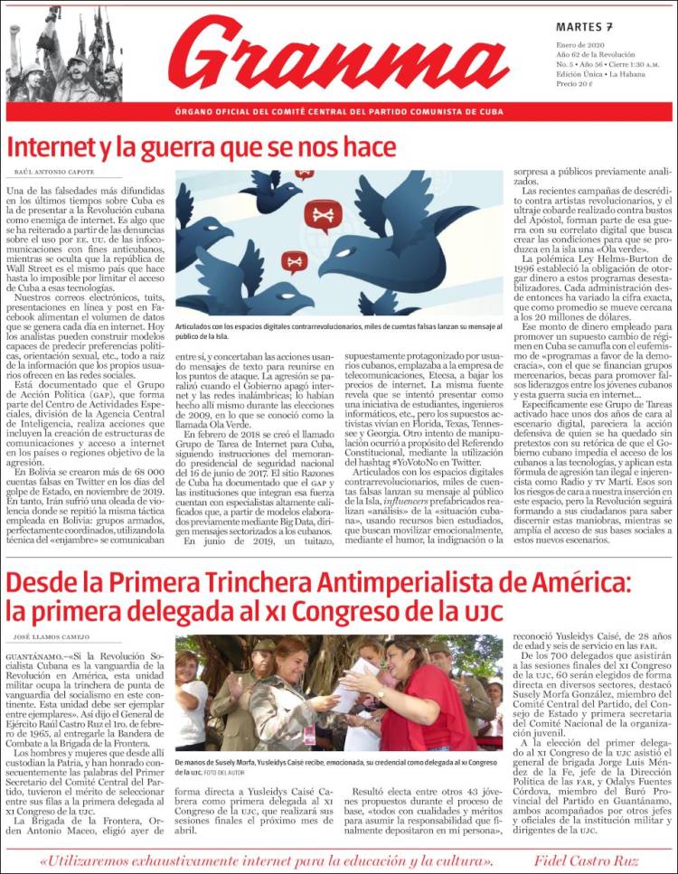 Portada de Granma (Cuba)