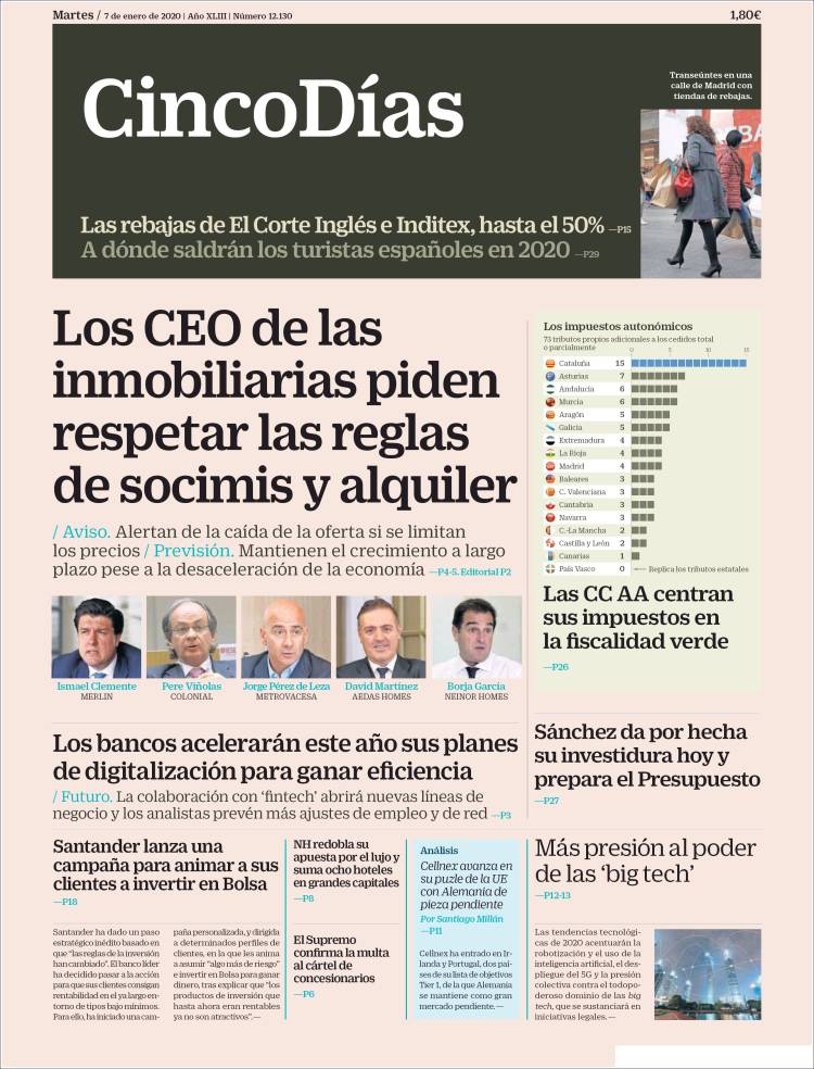 Portada de Cinco Días (Espa&ntilde;a)