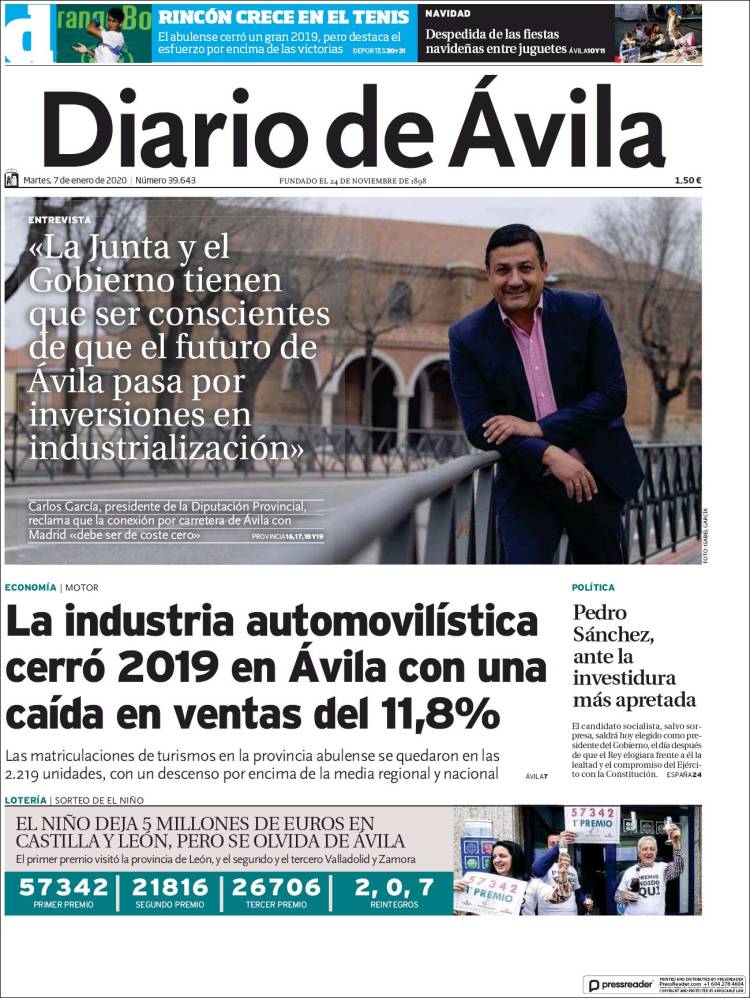 Portada de Diario de Ávila (Espa&ntilde;a)
