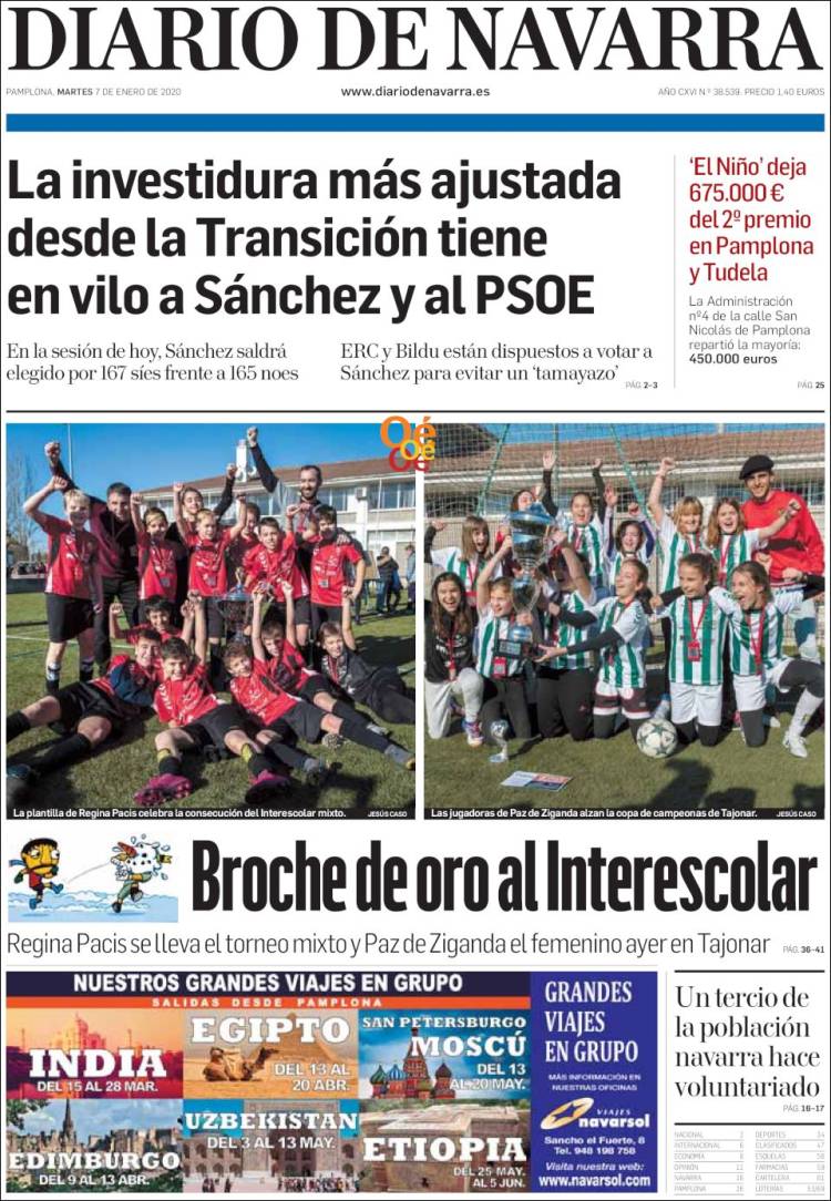 Portada de Diario de Navarra (Espa&ntilde;a)