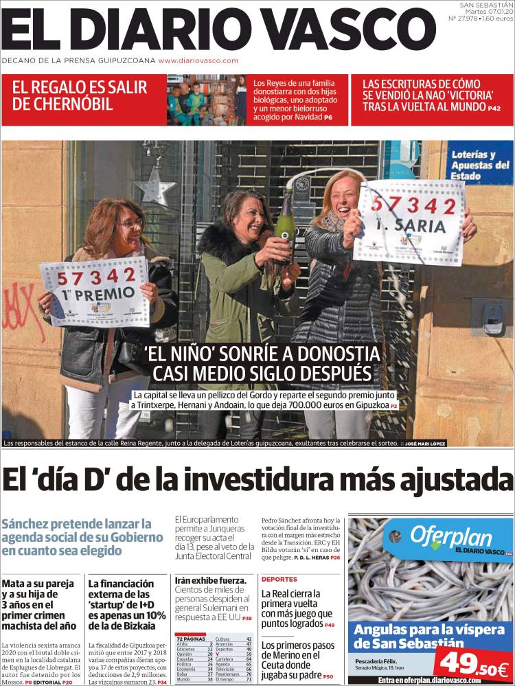Portada de Diario Vasco (Espa&ntilde;a)