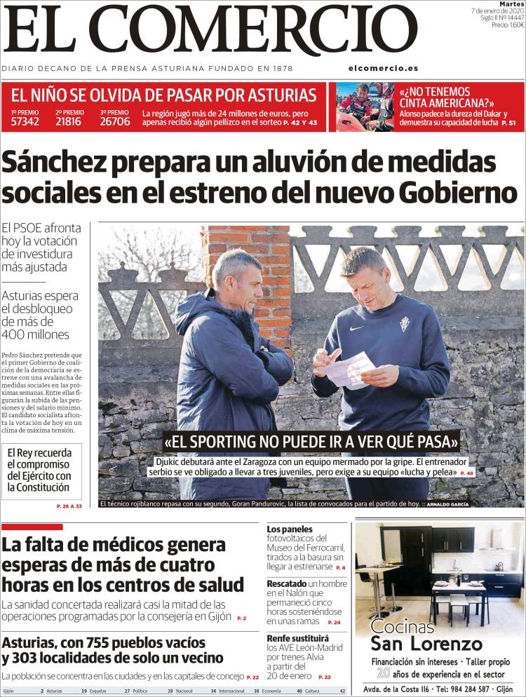 Portada de El Comercio (Espa&ntilde;a)