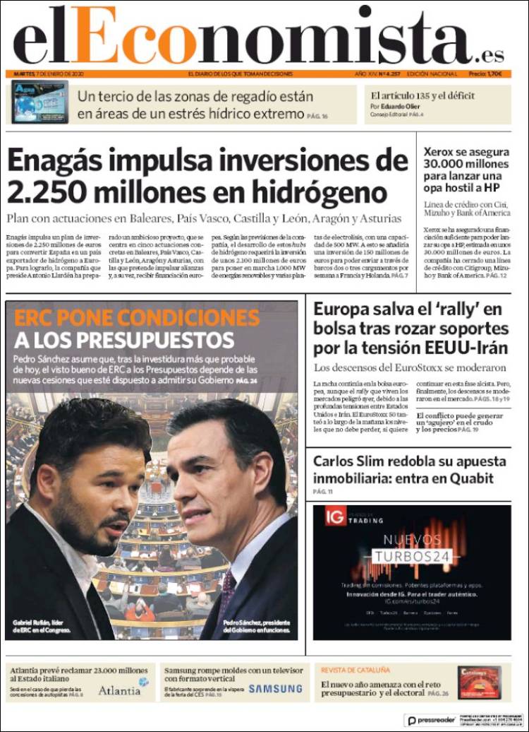 Portada de El Economista (Espa&ntilde;a)