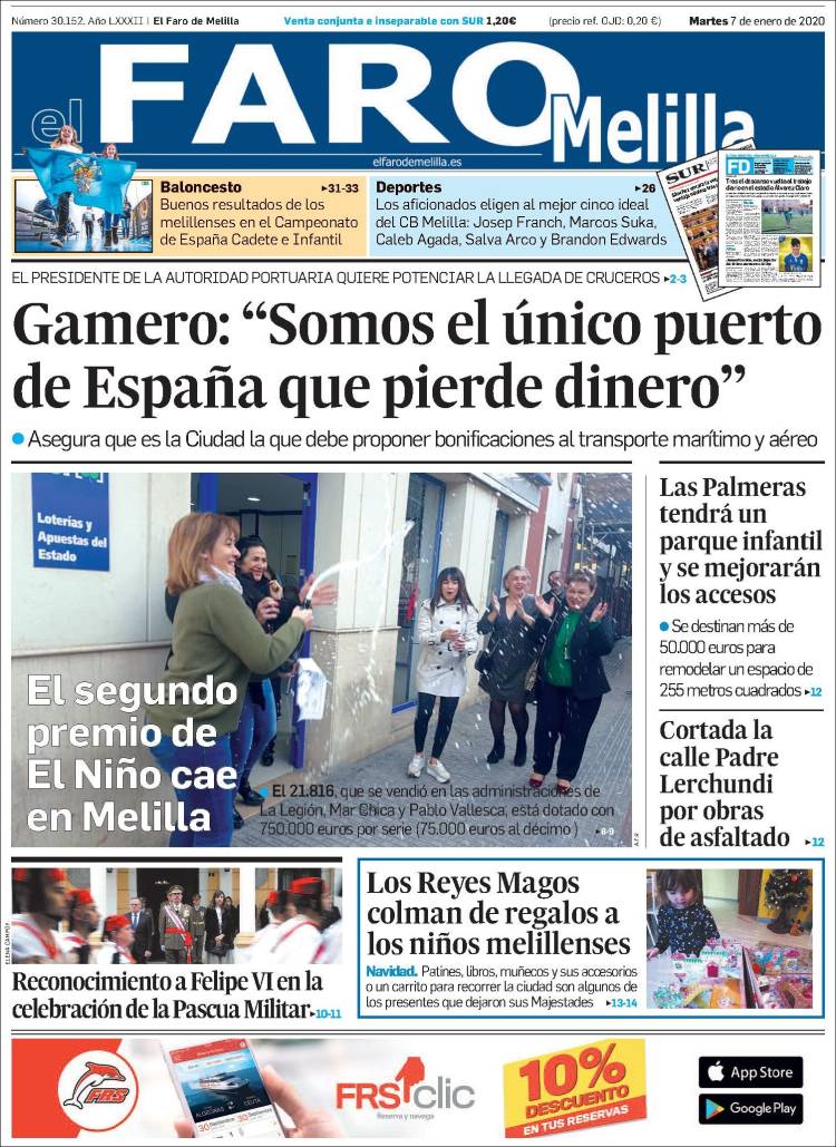 Portada de El Faro de Melilla (Espa&ntilde;a)