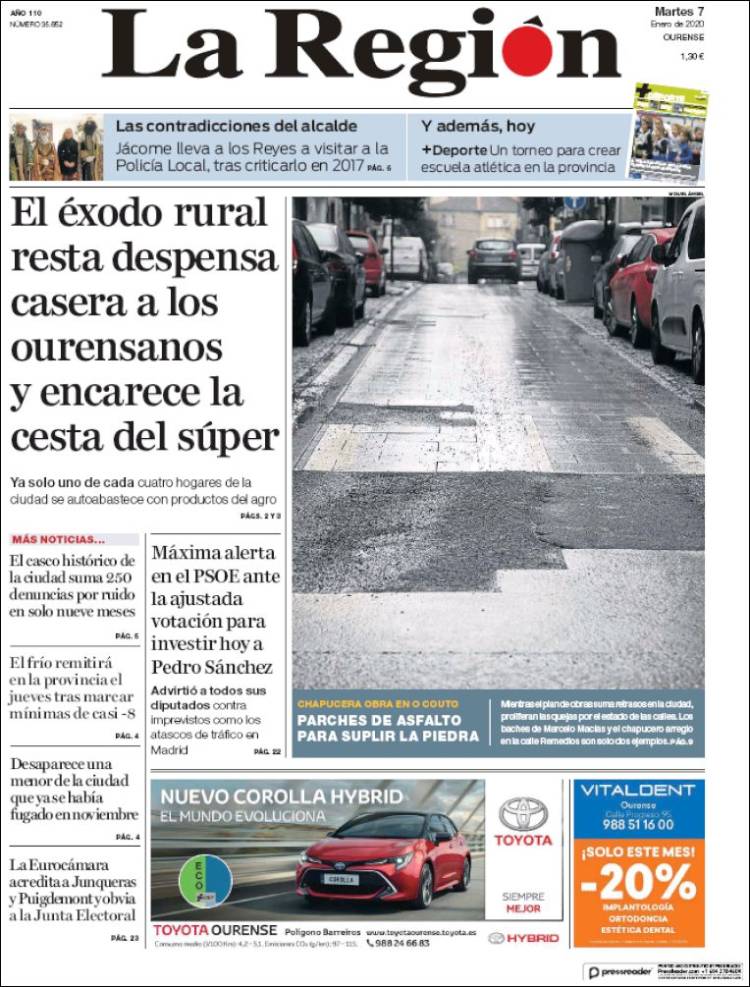 Portada de La Región de Ourense (Espa&ntilde;a)