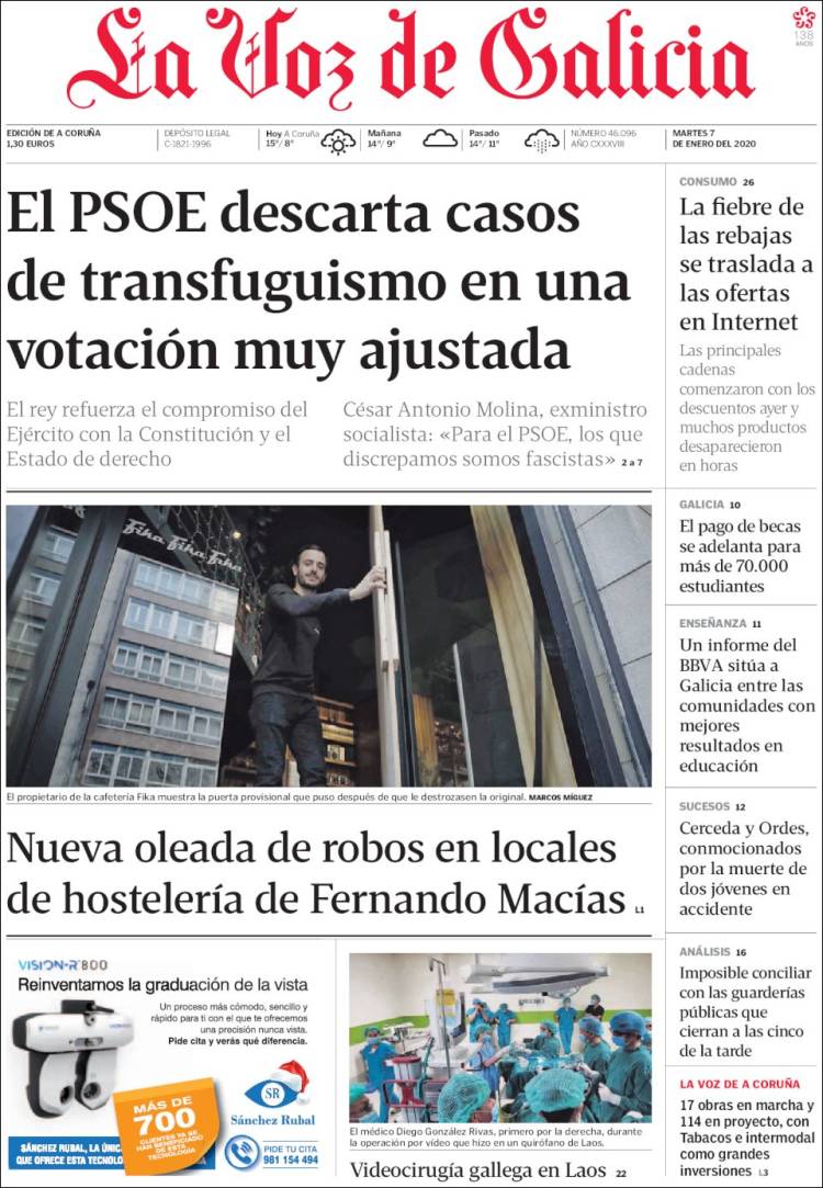 Portada de La Voz de Galicia (Espa&ntilde;a)