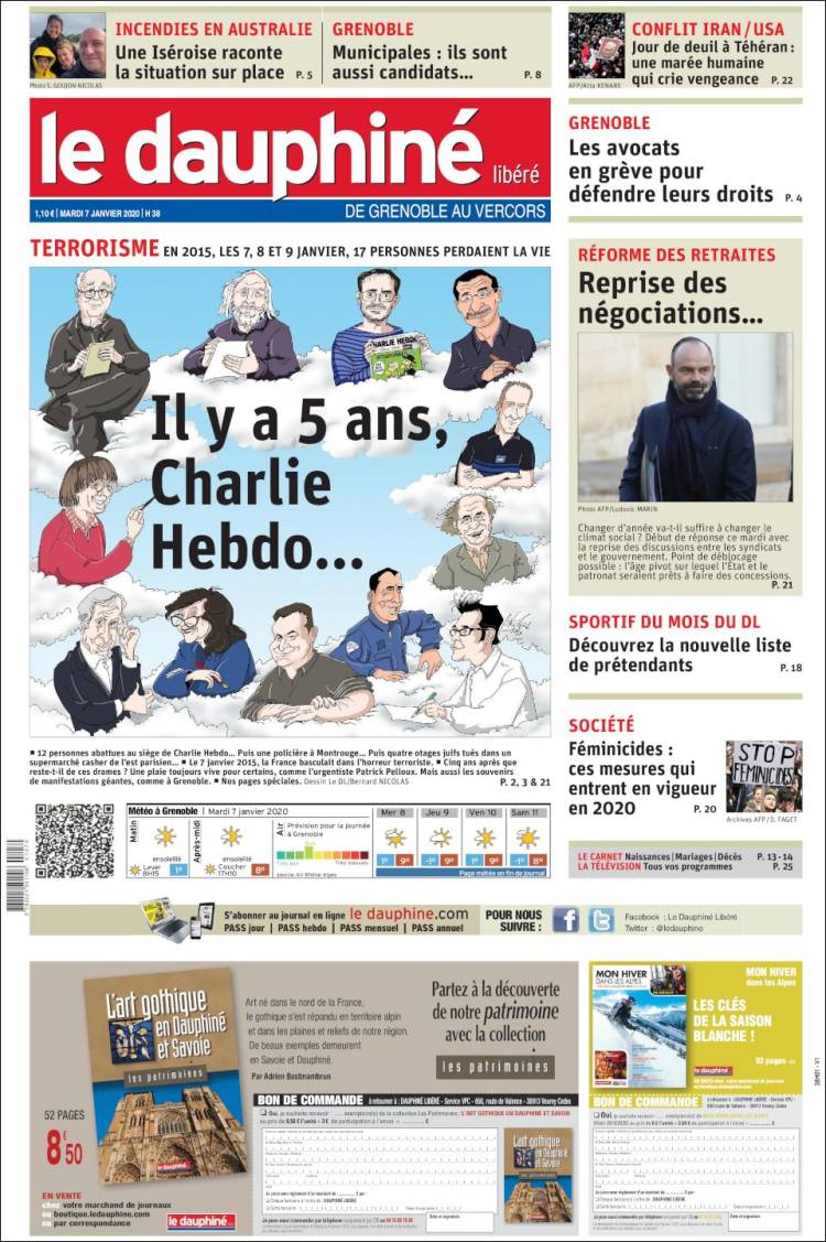 Portada de Le Dauphiné Libéré (France)