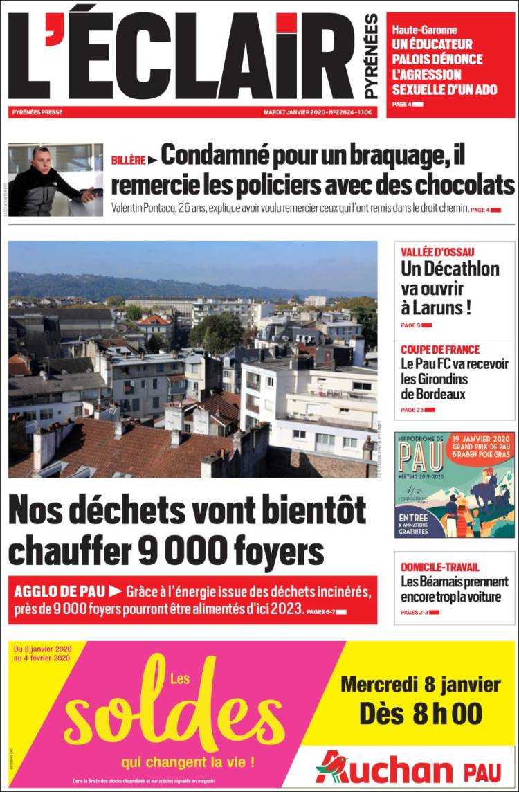 Portada de L'Eclair des Pyrénées (France)