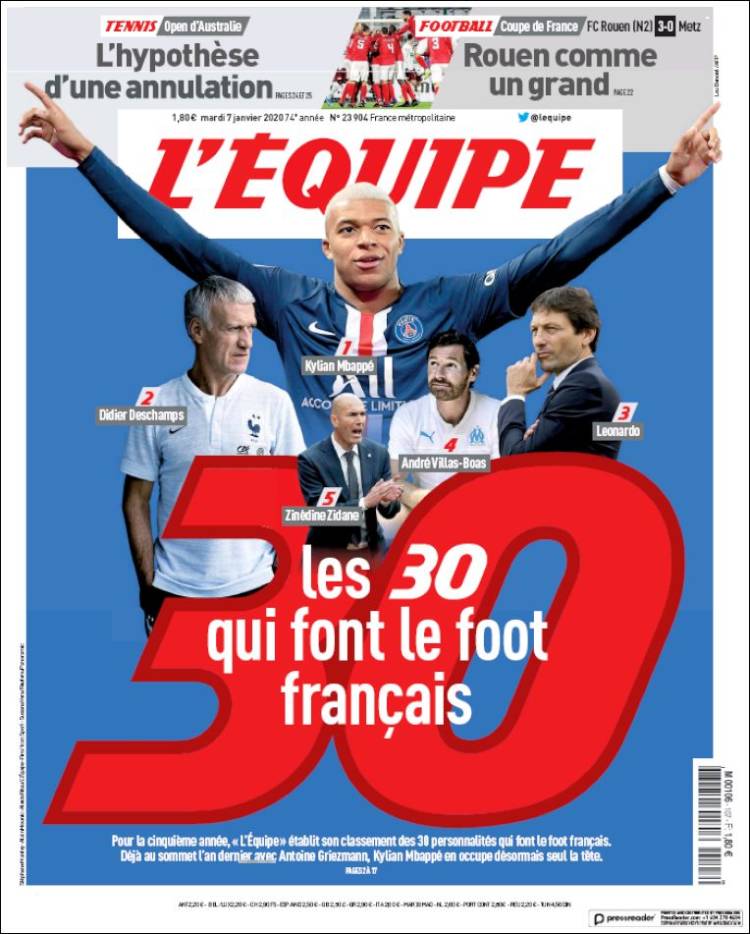 Portada de L'Equipe (France)