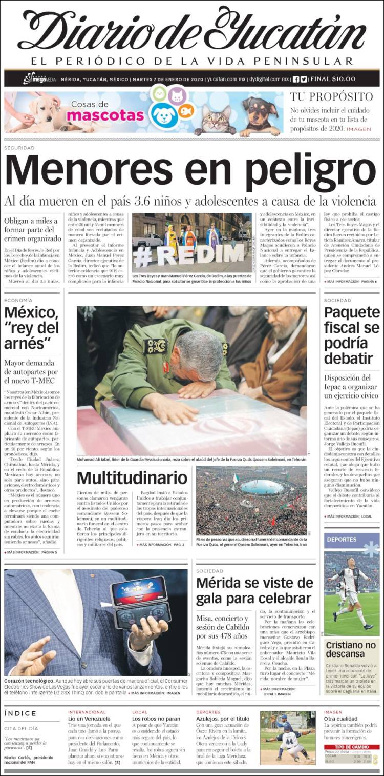 Portada de Diario de Yucatán (M&eacute;xico)
