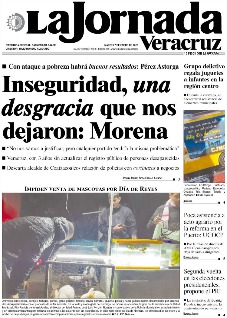 Portada de La Jornada Veracruz (M&eacute;xico)