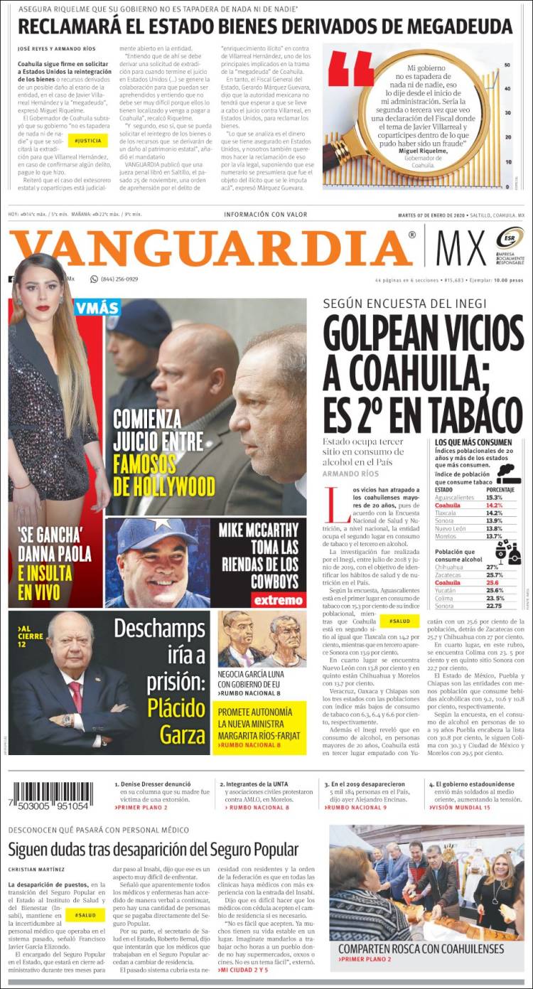 Portada de Vanguardia (M&eacute;xico)