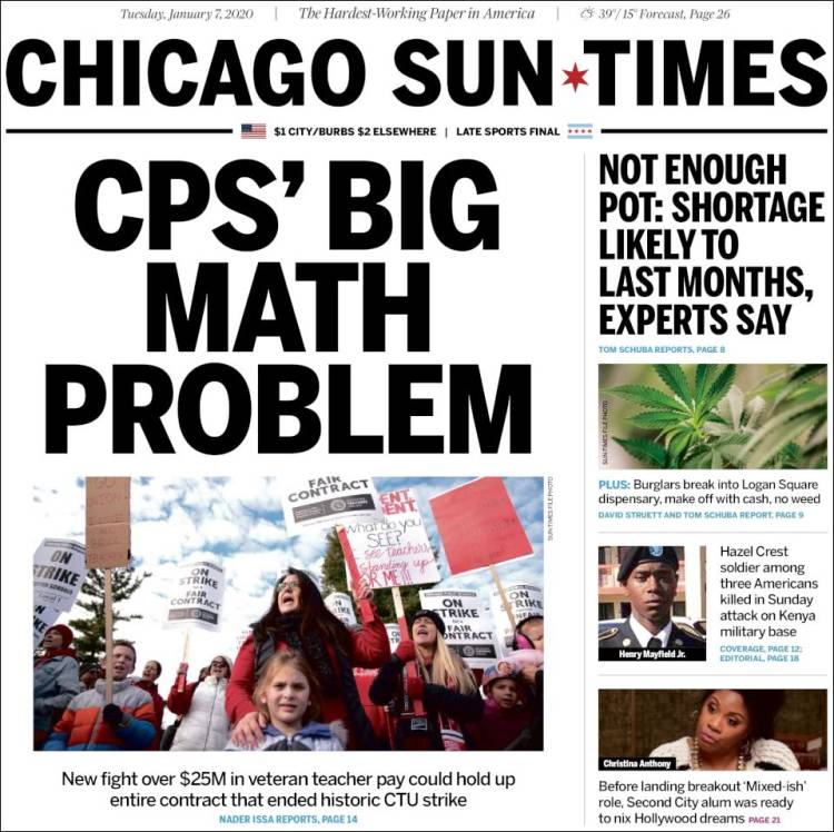 Portada de Chicago Sun-Times (USA)