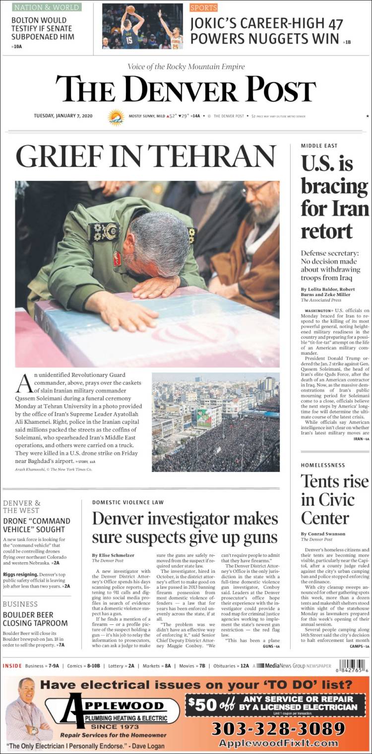 Portada de The Denver Post (USA)