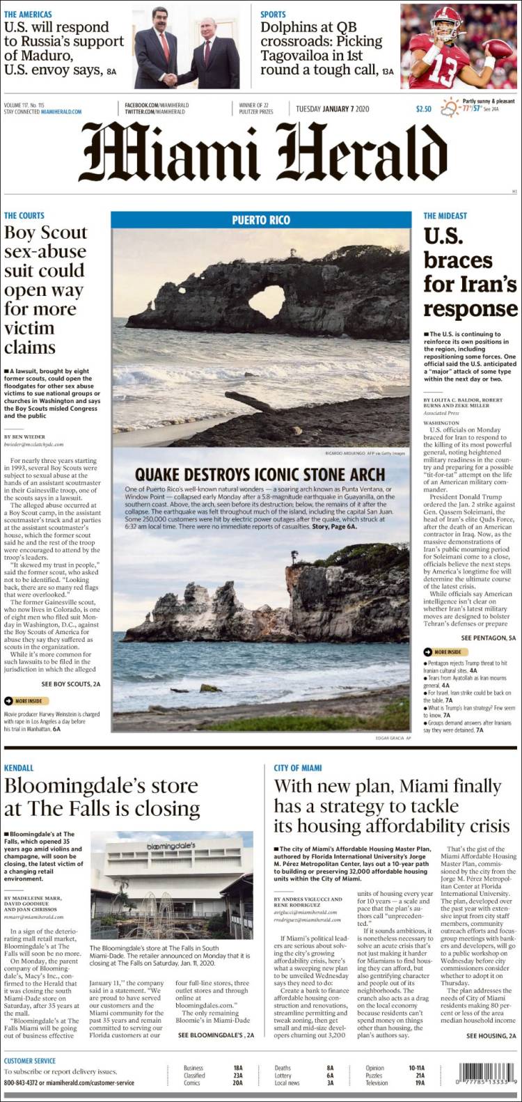 Portada de Miami Herald (USA)