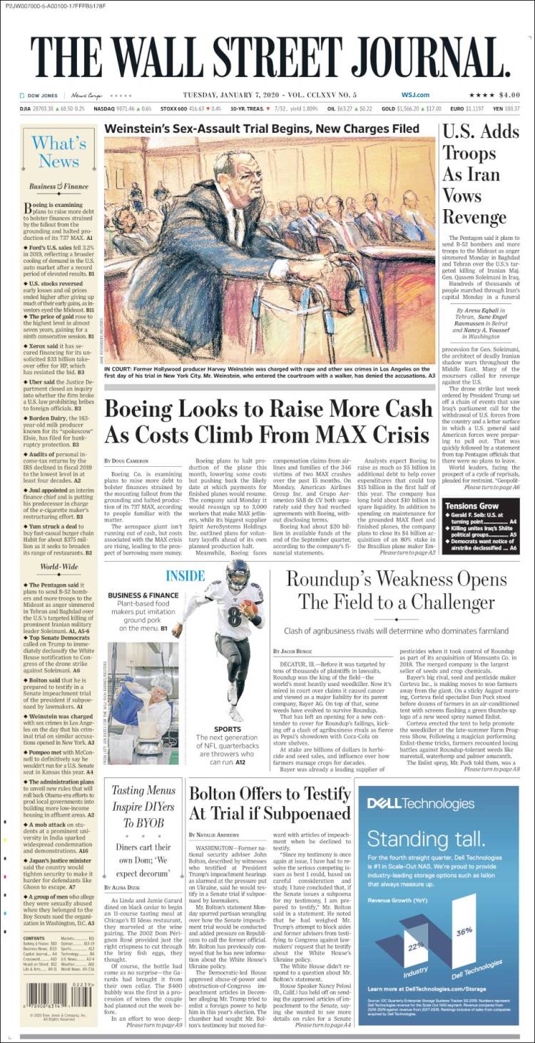 Portada de Wall Street Journal (USA)