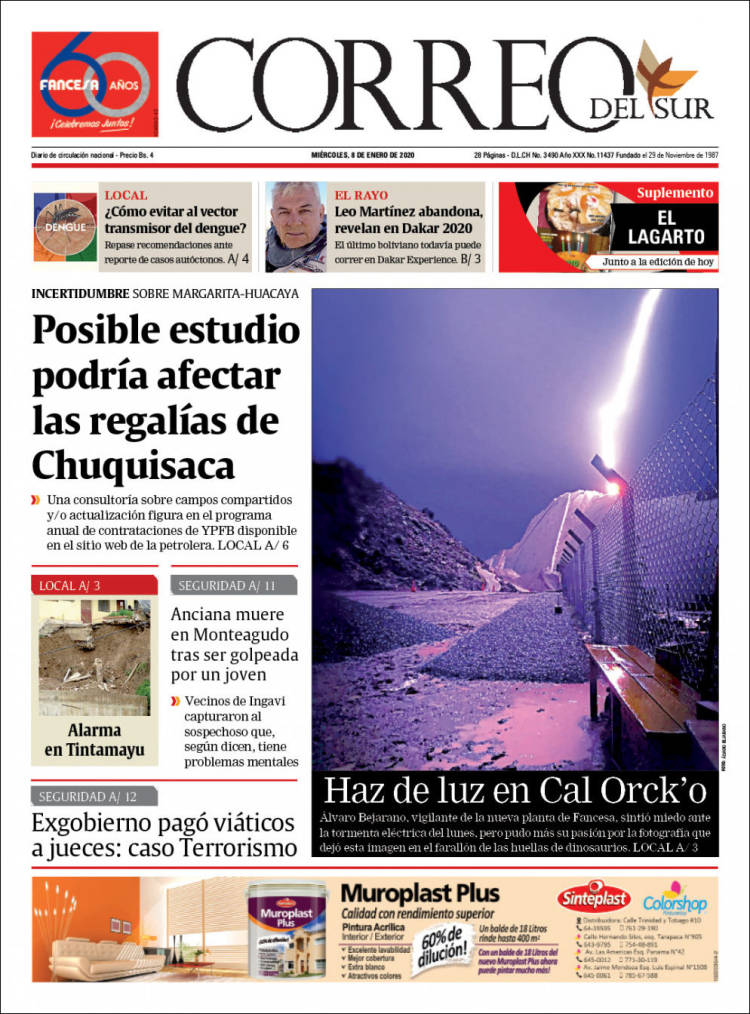 Portada de Correo Sur (Bolivia)