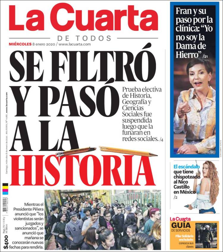 Portada de La Cuarta (Chile)