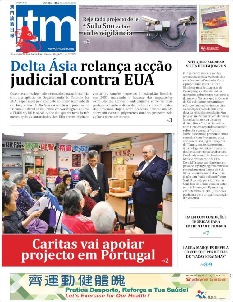 Portada de Jornal Tribuna de Macau (China)