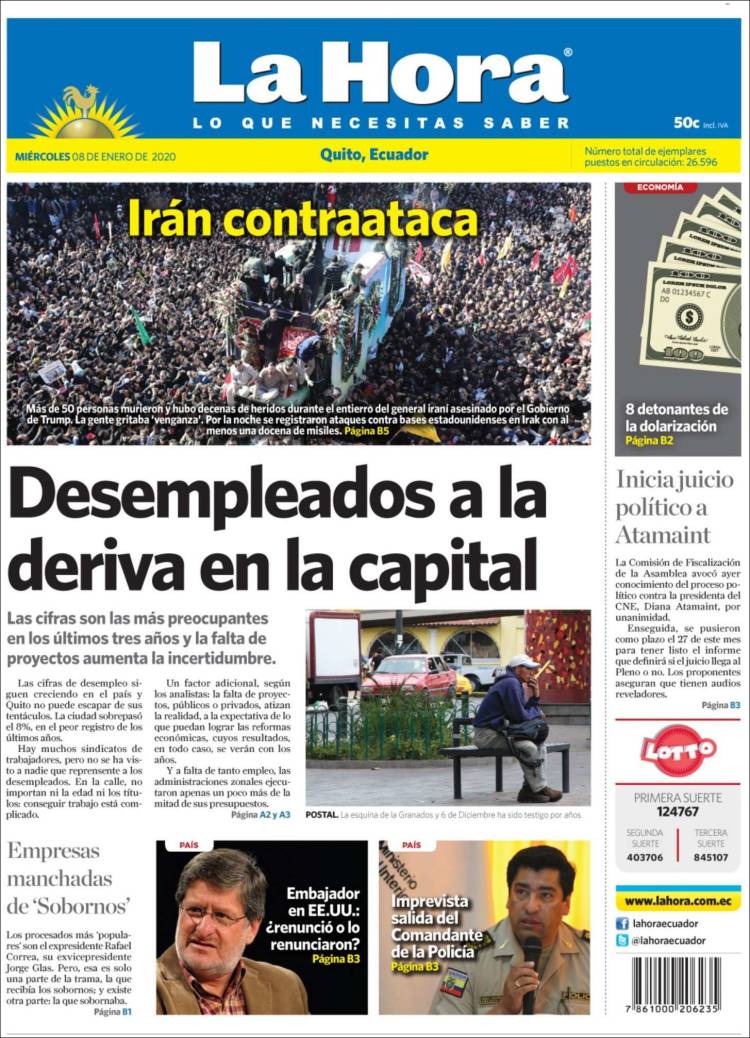 Portada de La Hora - Ecuador (Ecuador)