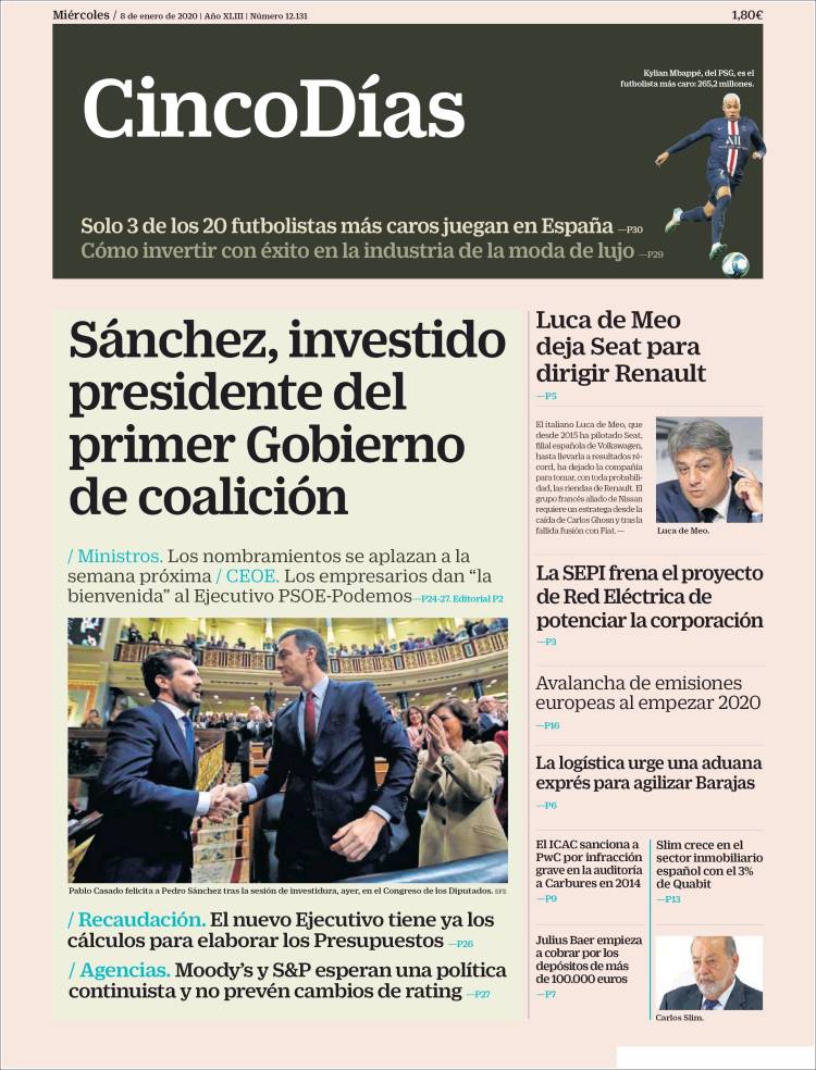 Portada de Cinco Días (Espa&ntilde;a)